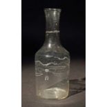1-Liter-Flasche Süddeutsch, um 1800, farbloses Glas, mundgeblasen, geschliffene Dekoration mit