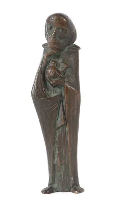 Bildhauer des 20. Jh. "Franz von Assisi", Bronze, brüniert, vollplastische Ausführung des