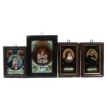 4 Hinterglasbilder "Heilige" süddeutsch 19. Jh., 4 Darstellungen: "Maria als Schmerzensmutter"