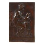 Kowarzik, Josef Wien 1860 - 1911, österreichicher Bildhauer. Bronze-Relieftafel mit Bildnis der Frau