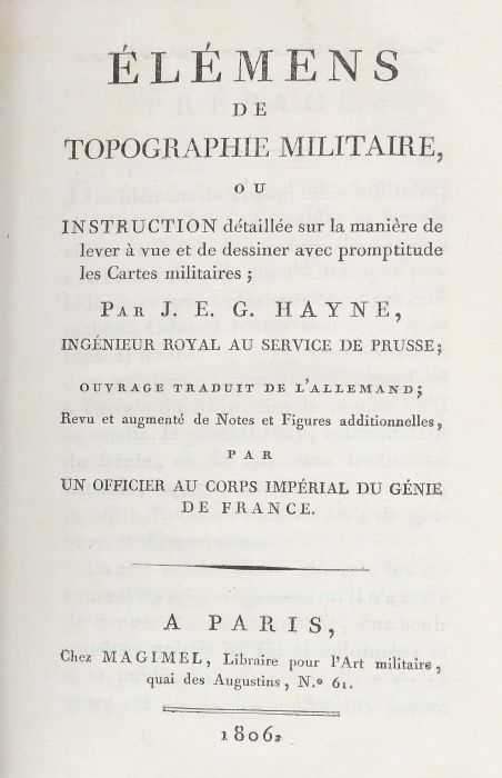 Hayne, J.E.G Élémens de Topographie militaire, Paris, Magimel, 1806, mit mehrfach gefalteten Tafeln, - Image 2 of 3