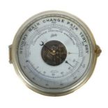 Barometer mit Thermometer Deutschland, Schatz, 20. Jh., poliertes Messing, rundes Gehäuse mit