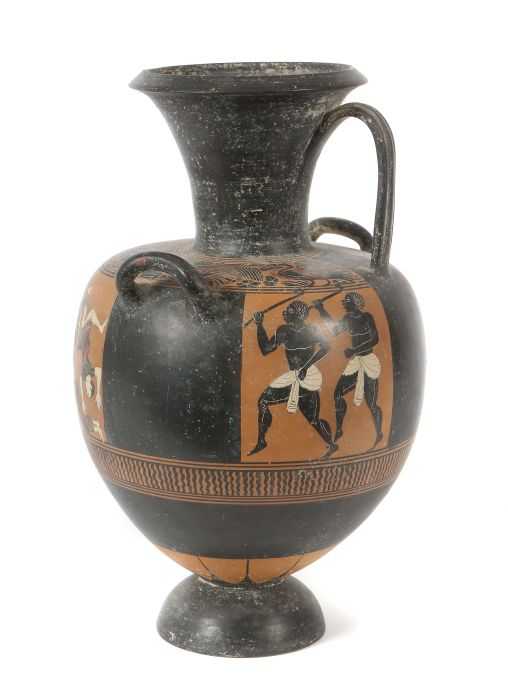 Hydria-Vase Griechenland, 19./20. Jh., rötlicher Scherben, bauchiger Korpus mit ausgestelltem Hals - Image 3 of 4