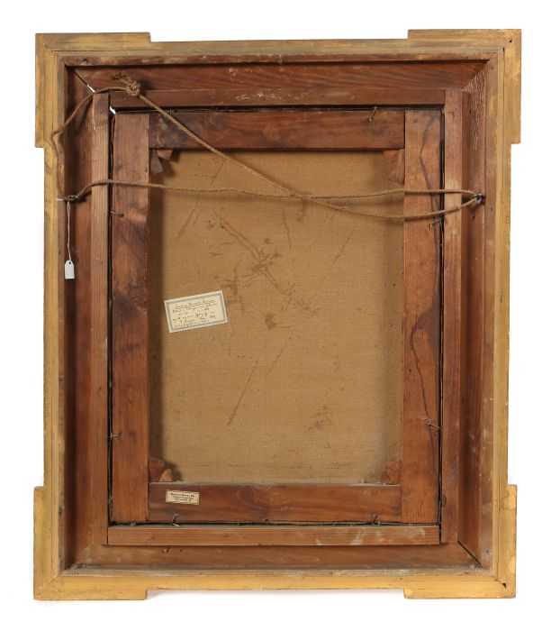 Biedermeier-Rahmen 19. Jh., Holz, gekehlt, stuckiert und vergoldet, umlaufendes Lorbeerfries- und - Image 2 of 2