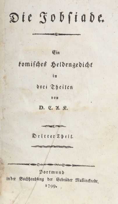 Kortum, Karl Arnold Die Jobsiade, Ein römisches Heldengedicht in drei Theilen, Gebrüder - Image 2 of 4