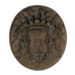 Wappenschild P. Stotz, 1892, Bronze, in der Front plastisch herausgearbeitet, bekröntes Wappenschild