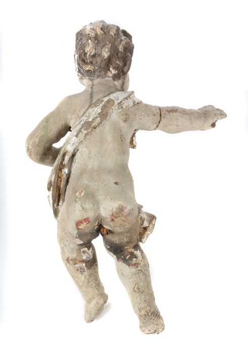 Bildschnitzer des 18. Jh. "Schwebender Putto", Lindenholz, farbig gefasst, vollplastisch geschnitzte - Image 4 of 4