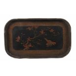 Lacktablett China/Japan, Ende 19./Anfang 20. Jh., Holz, mit schwarzem Lack gefasst, rechteckige Form