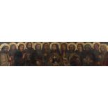 Maler des 19. Jh. "Christus mit Aposteln", isokephale Darstellung, im Zentrum Jesus mit Reichsapfel,