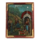 Ikone "Einzug nach Jerusalem" Südosteuropa, 20. Jh., Darstellung des auf einem Esel reitenden