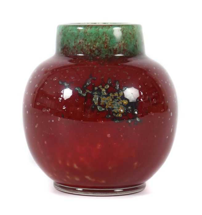 Ikora-Vase WMF Geislingen, 1930er Jahre, farbloses Kristallglas, dickwandig, modelgeblasen,