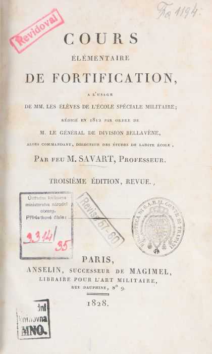 2 Bücher Militaria Savart, Cours Élémentaire de Fortification, Paris, Anselin, 1828, Troisième - Image 5 of 5