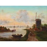 Bles, Joseph, attr./Nachfolge 1825 - 1875, niederländischer Maler. "Holländische Flusslandschaft mit