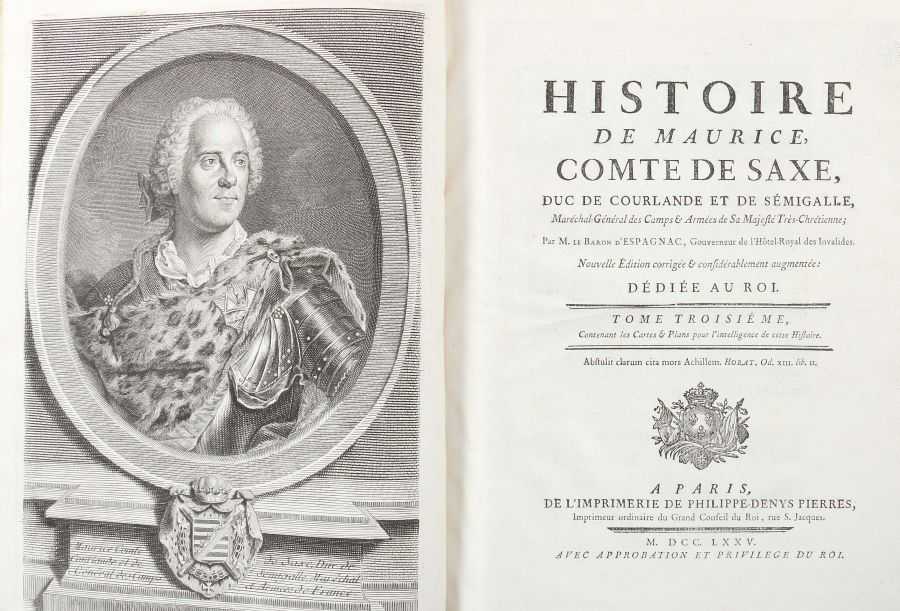 d'Espagnac, M. le Baron Histoire de Maurice Comte de Saxe, du de Courlande et de Sémigalle, Paris, - Image 2 of 5