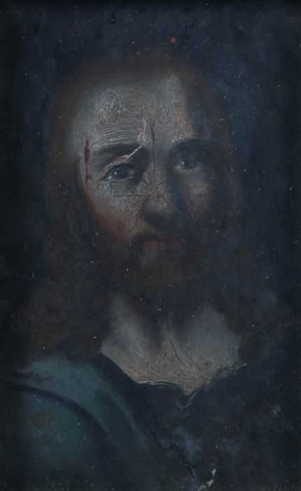 Maler des 19. Jh. "Christus", Brustbildnis von Jesus, den Blick dem Betrachter zugewandt, vor