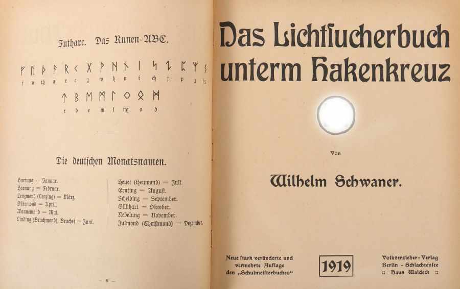 Schwaner, Wilhelm Das Lichtsucherbuch unterm Hakenkreuz, Berlin, Volkserzieher, 1919, umgehender - Image 2 of 2