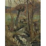 Maler des 19./20. Jh. "Am Feuerbach", impressionistische, schwäbische Landschaft bei Stuttgart an