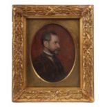 Maler des 19./20 Jh. um 1900, Herrenportrait im Profil, Öl auf Holz, unbez., wohl München, HxB: im