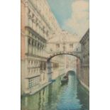 Noretti, F. (?) italienischer Maler des 19./20. Jh.. "Venedig, die Seufzerbrücke (Ponte dei