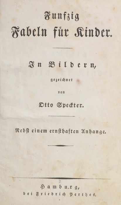 Fünfzig Fabeln für Kinder In Bildern, gezeichnet von Otto Speckter, o.J., um 1850, mit zahlr. - Image 2 of 3