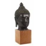 Kopf des Buddha Shakyamuni 19./20. Jh., China, Bronze, großer, vollplastischer Kopf des Buddha