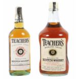 2 Flaschen Teacher's 1970er Jahre, Highland Cream, Perfection of Old, Scotch Whisky, 43% vol., 0,