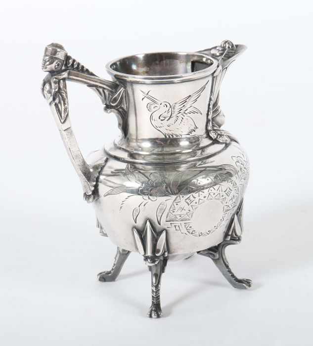 Milchkanne Taunton Silver Plate & Co., USA, Art-Déco-Stil, versilbert, japanisierendes Dekor mit - Image 2 of 2