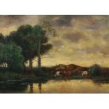 Willenborg, H. A. niederländische Schule des 19. Jh.. "Kühe am Wasser", Blick auf die Landschaft mit