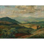 Harman, Théo (?) Maler des 19./20. Jh.. "Mittelgebirgslandschaft", Blick auf die weiten Felder und