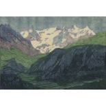 Nachtigal, Emma 1875 - ?, Malerin in Stuttgart. "Hochgebirge", Blick auf Gipfel und Gletscher,