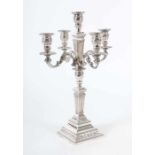 Girandole im klassizistischen Stil um 1890, Silber 835, ca. 1246 g, mehrstufiger rechteckiger