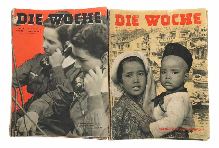 Konvolut "Die Woche" Berlin, Scherl, ca. 108 Bde. der Jahrgänge 1933-35 und 1939-42, je mit zahlr.