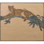 Lang, Fritz Stuttgart 1877 - 1961 ebd., deutscher Maler und Holzschneider. "Leopard auf Ast",