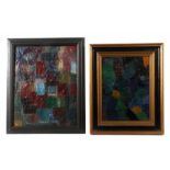 Künstler des 20. Jh. 2 abstrakte Kompositionen: "Farbfelder in Rot-, Blau- und Grüntönen" und "