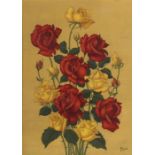 Lang, Fritz Stuttgart 1877 - 1961 ebenda, deutscher Maler und Holzschneider. "Rote und gelbe Rosen",
