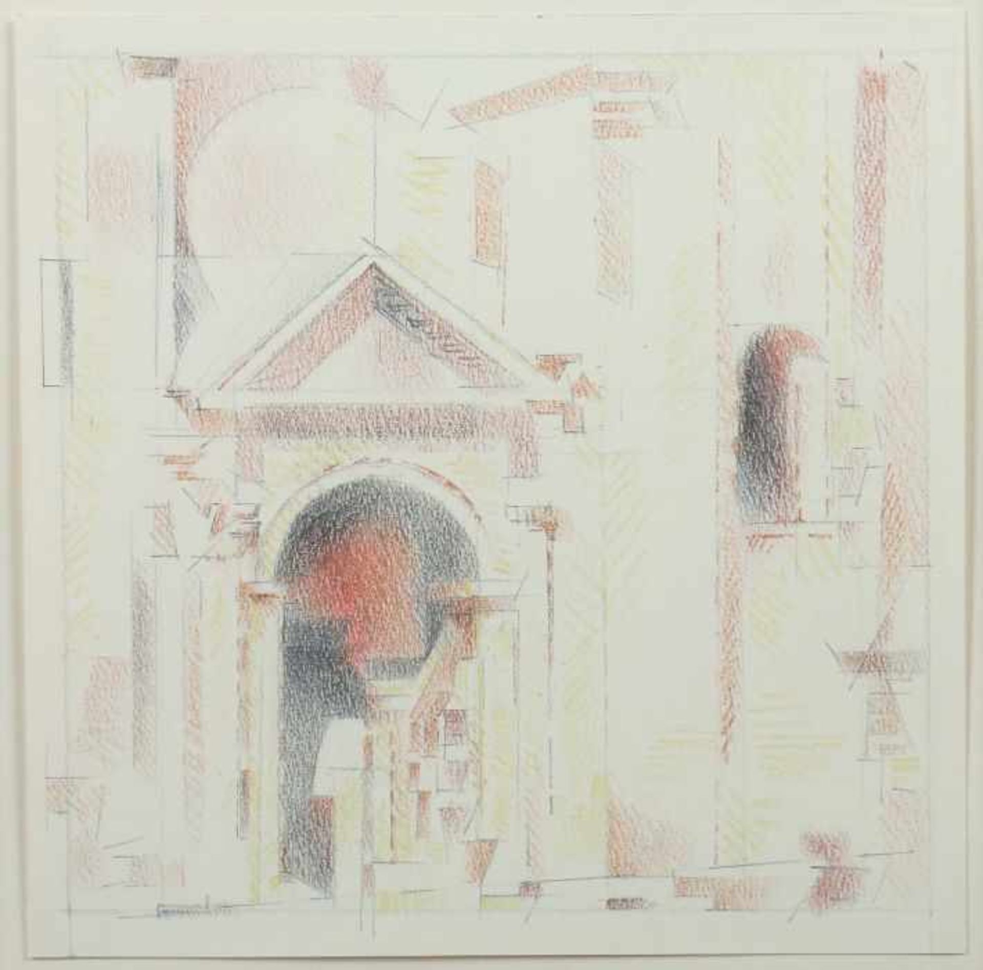 Künstler des 20. Jh. Architekturzeichnung "Portal und Fenster" eines Palastes oder einer Kirche,