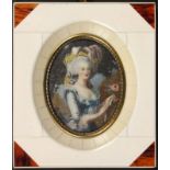 MINIATURMarie Antoinette. Auf Elfenbein gemalt, im Elfenbeinrahmen. Bez.: nach Lebrun. 14x12,5cmA