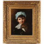 CLOUVAL, T. deFranzösischer Maler, 19.Jh. Mädchenportrait. Öl/Lwd., signiert. 36x39cm, Ra.
