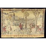 TAPISSERIEmit farbig gewebter Burgansicht. 135x204cmA TAPESTRYwith coloured woven castle view,