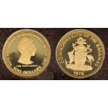 100 $ PRINCE CHARLES GOLDMÜNZEBahamas 1978 Zum 5. Jahrestag der Unabhängigkeit. 916,7/000