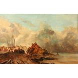 ISABEY, LOUIS GABRIEL EUGÈNEParis 1803 - 1886 Französische Küstenlandschaft. Öl/Holz. Links unten