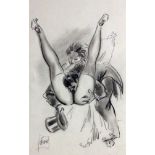 ANONYM20.Jh. Erotische Szene. Kohle-Zeichnung, undeutl. signiert. 34x21cm, Ra. UNKNOWN ARTIST20th