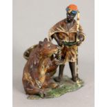 GAUKLER MIT TANZBÄRWien um 1900 Bemalte Wiener Bronze. H.9cm A JUGGLER WITH DANCING BEARWien, ca.