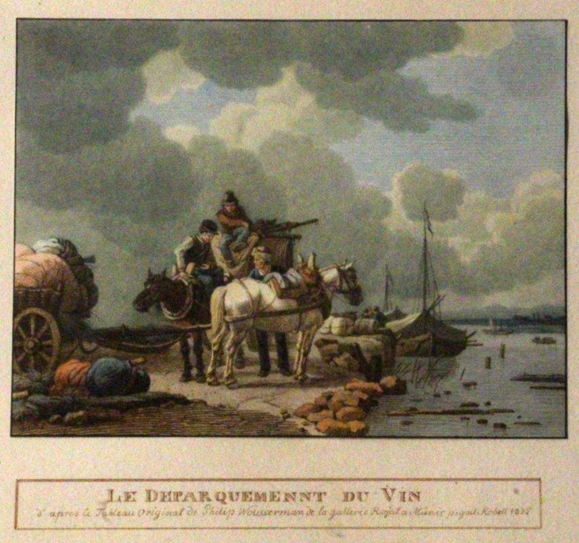 KOBELL, WILHELM VONMünchen 1766 - 1853 "Le Deparquement du Vin" (Originaltitel). Kolorierte