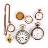 LOT VON 5 TASCHENUHREN2 Herren- und 3 Damenuhren. Teils defekt. A LOT OF 5 POCKET WATCHES2