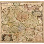 DEUTSCHES KAISERREICHParis 1672 "Carte L'Empire D'Alemagne". Kolorierte Kupferstichkarte von
