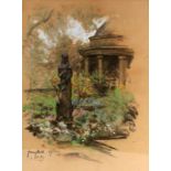 HUTH, FRANZPößneck 1876 - 1970 Weimar Steinskulptur vor einem Tempel. Pastell, signiert und dat.: (