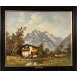 KÖHRER, JULIUSStuttgart 1897 Allgäuer Bergbauernhof. Öl/Lwd., signiert. 50x60cm, Ra. KÖHRER,