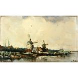 KERAMIK BILDPLATTERozenburg, Den Haag um 1900 Farbig gemalte holländische Landschaft mit