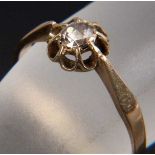 JUGENDSTILRING 585/000 Roségold (gepr.) mit Diamantrose. Brutto ca. 1,7g AN ART NOUVEAU RING 585/000